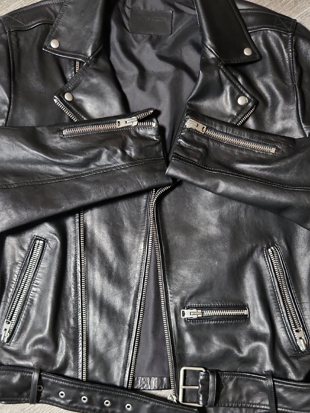 AllSaints Wick Leather Biker Jacket - Picture 4 of 12